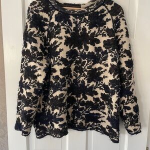 Floral Black and Cream Sweater Tory Burch Xl